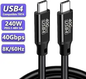 WRIARICH 1.64FT USB4 Cable, 40Gbps Data, 8K Video & 240W Charging, Compatible with Thunderbolt 3/4 & All USB-C Devices WRIARICH 1.64FT USB4 Cable, 40Gbps Data, 8K Video & 240W Charging, Compatible with Thunderbolt 3/4 & All USB-C Devices