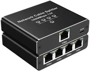 WRIARICH 1 to 4 Port Gigabit Ethernet Splitter, 1000Mbps High Speed LAN Splitter with USB Power Cord, Supports 4 Devices Online at Once, Compatible with Cat6 Cat7 Cat8 Ethernet Cables WRIARICH 1 to 4 Port Gigabit Ethernet Splitter, 1000Mbps High Speed LAN Splitter with USB Power Cord, Supports 4 Devices Online at Once, Compatible with Cat6 Cat7 Cat8 Ethernet Cables