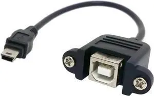 WRIARICH 20cm Mini USB 5Pin Male to Panel Mount USB B Female Cable with Screws WRIARICH 20cm Mini USB 5Pin Male to Panel Mount USB B Female Cable with Screws