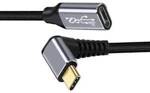 WRIARICH 2M 90° Up Angled USB-C Extension Cable, USB 3.1 Gen2 10Gbps 100W Male to Female Cord with Sleeve for Laptop & Phone WRIARICH 2M 90° Up Angled USB-C Extension Cable, USB 3.1 Gen2 10Gbps 100W Male to Female Cord with Sleeve for Laptop & Phone