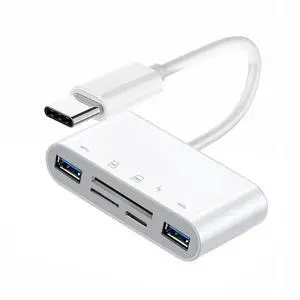 WRIARICH USB-C to TF/Micro SD SDXC Card Reader Adapter, Dual USB3.0 Female Ports & 27W PD Charging, Compatible with Laptops, Tablets & Phones WRIARICH USB-C to TF/Micro SD SDXC Card Reader Adapter, Dual USB3.0 Female Ports & 27W PD Charging, Compatible with Laptops, Tablets & Phones