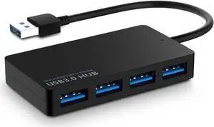 WRIARICH USB to 4-Port USB 3.0 Ultra Slim Data Hub, 5Gbps High Speed Splitter Compatible with Windows Mac Laptops Ultrabooks, Black WRIARICH USB to 4-Port USB 3.0 Ultra Slim Data Hub, 5Gbps High Speed Splitter Compatible with Windows Mac Laptops Ultrabooks, Black