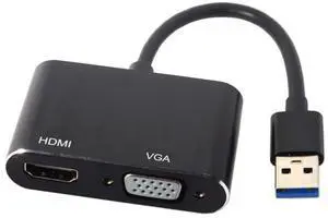 WRIARICH USB 3.0/2.0 to HDMI VGA Dual Display Adapter Cable, External USB Video Graphics Card Compatible with Windows & Mac Laptops WRIARICH USB 3.0/2.0 to HDMI VGA Dual Display Adapter Cable, External USB Video Graphics Card Compatible with Windows & Mac Laptops