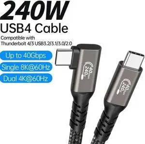 WRIARICH 1.6FT Right Angle Nylon Braided USB4 Type-C to Type-C Cable | 40Gbps,240W PD,8K Video for Thunderbolt 3/4,MacBook,iPad,Oculus Quest WRIARICH 1.6FT Right Angle Nylon Braided USB4 Type-C to Type-C Cable | 40Gbps,240W PD,8K Video for Thunderbolt 3/4,MacBook,iPad,Oculus Quest