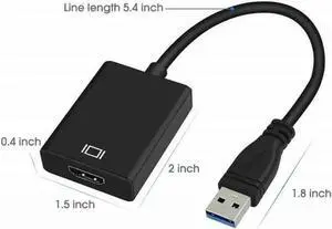 WRIARICH USB 3.0 to HDMI Adapter Cable, Male to Female Video Converter Cord, External Graphics Display Connector for Laptop, Desktop PC, HDTV, Monitor, Projector WRIARICH USB 3.0 to HDMI Adapter Cable, Male to Female Video Converter Cord, External Graphics Display Connector for Laptop, Desktop PC, HDTV, Monitor, Projector