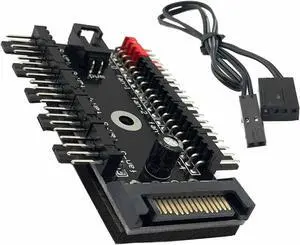 WRIARICH 1-Pack 10-Way 4Pin PWM Fan Hub, SATA Powered 1 to 10 Fan Splitter with Cable WRIARICH 1-Pack 10-Way 4Pin PWM Fan Hub, SATA Powered 1 to 10 Fan Splitter with Cable