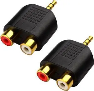 WRIARICH LEMENG 2 Pack Gold Plated 3.5mm Stereo Male to Dual 2RCA Female Audio Splitter Adapter, 3.5 to RCA Jack Converter WRIARICH LEMENG 2 Pack Gold Plated 3.5mm Stereo Male to Dual 2RCA Female Audio Splitter Adapter, 3.5 to RCA Jack Converter