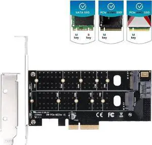 WRIARICH Dual M.2 PCIe 3.0 x4 Expansion Card, Supports NVMe M-Key & SATA B-Key SSDs, Compatible with 2230/2242/2260/2280/22110 NGFF Drives, Desktop PCI Express Storage Adapter Host Controller WRIARICH Dual M.2 PCIe 3.0 x4 Expansion Card, Supports NVMe M-Key & SATA B-Key SSDs, Compatible with 2230/2242/2260/2280/22110 NGFF Drives, Desktop PCI Express Storage Adapter Host Controller