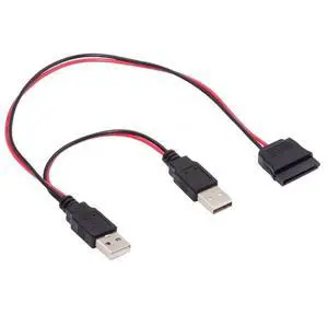 WRIARICH USB Dual DC 5V to SATA 15Pin Power Cable, Max 2A Output for 2.5 Inch SATA HDD & SSD WRIARICH USB Dual DC 5V to SATA 15Pin Power Cable, Max 2A Output for 2.5 Inch SATA HDD & SSD