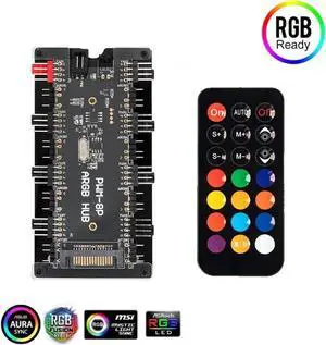 WRIARICH 2-in-1 PWM & ARGB Controller Hub, 8-Port 12V 4Pin Fan + 5V 3Pin ARGB, Wireless IR Remote, PMMA Casing & Magnetic Standoff, Compatible with ASUS AURA / MSI LED Strips & PC Radiators WRIARICH 2-in-1 PWM & ARGB Controller Hub, 8-Port 12V 4Pin Fan + 5V 3Pin ARGB, Wireless IR Remote, PMMA Casing & Magnetic Standoff, Compatible with ASUS AURA / MSI LED Strips & PC Radiators