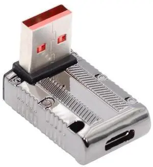 WRIARICH Low Profile 90 Degree Down Angled USB 3.1 Type-C Female to USB 3.0 Type-A Male Adapter, 10Gbps Data Transfer & 120W Power Pass Through Connector, Mecha Cyberpunk Design WRIARICH Low Profile 90 Degree Down Angled USB 3.1 Type-C Female to USB 3.0 Type-A Male Adapter, 10Gbps Data Transfer & 120W Power Pass Through Connector, Mecha Cyberpunk Design
