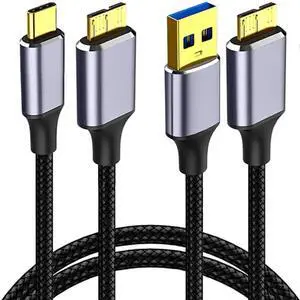 WRIARICH 2-Pack Nylon Braided USB 3.0 Micro B Cable 6.6FT, USB-A & USB-C to Micro USB B Cord for External Hard Drives & Digital Cameras WRIARICH 2-Pack Nylon Braided USB 3.0 Micro B Cable 6.6FT, USB-A & USB-C to Micro USB B Cord for External Hard Drives & Digital Cameras