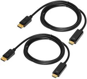 WRIARICH 2 Pack 6FT 4K DisplayPort to HDMI Male to Male Cable, DP to HDMI Converter Cord for PC, HDTV, Monitor & Projector WRIARICH 2 Pack 6FT 4K DisplayPort to HDMI Male to Male Cable, DP to HDMI Converter Cord for PC, HDTV, Monitor & Projector
