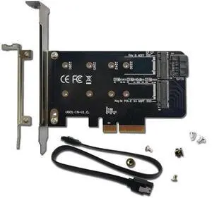 WRIARICH PCIe 4.0 X4 Dual M.2 Adapter Card, Supports 1×NVMe M-Key SSD + 1×SATA B/M+B-Key SSD, Compatible with 2230/2242/2260/2280 M.2 Drives, Comes with SATA 3.0 Cable WRIARICH PCIe 4.0 X4 Dual M.2 Adapter Card, Supports 1×NVMe M-Key SSD + 1×SATA B/M+B-Key SSD, Compatible with 2230/2242/2260/2280 M.2 Drives, Comes with SATA 3.0 Cable