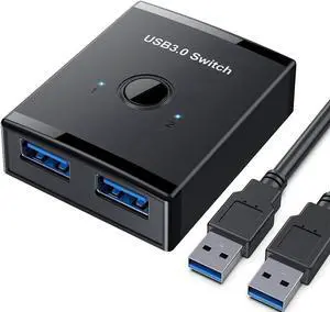 WRIARICH Bi-Directional USB 3.0 Switch Selector, 2-In-1 / 1-In-2 Out Sharing Adapter for Keyboard Mouse Scanner Printer, Works with Mac Windows Linux WRIARICH Bi-Directional USB 3.0 Switch Selector, 2-In-1 / 1-In-2 Out Sharing Adapter for Keyboard Mouse Scanner Printer, Works with Mac Windows Linux