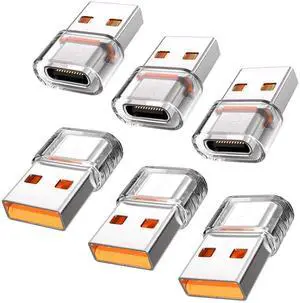 6 Pack Clear USB A Male to USB C Female Adapter, USB to Type C Charging Converter Compatible with iPhone 15/16 Series, Apple Watch Ultra, AirPods, iPad, Galaxy S24/S23, Car Chargers & All USB-C Device 6 Pack Clear USB A Male to USB C Female Adapter, USB to Type C Charging Converter Compatible with iPhone 15/16 Series, Apple Watch Ultra, AirPods, iPad, Galaxy S24/S23, Car Chargers & All USB-C Device
