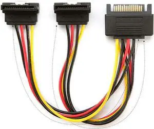 WRIARICH 20cm Right Angle SATA Power Splitter Cable, 15Pin Male to Dual 15Pin Female 90-Degree Adapter for PC Storage Devices WRIARICH 20cm Right Angle SATA Power Splitter Cable, 15Pin Male to Dual 15Pin Female 90-Degree Adapter for PC Storage Devices