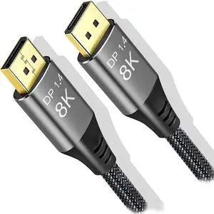WRIARICH 8K DisplayPort 1.4 Cable 3.3ft/1M, Nylon Braided DP 1.4 to DP Cord, HBR3 32.4Gbps High Speed Support 8K@60Hz 4K@144Hz 7680x4320 for Gaming Monitor PC Graphics Card WRIARICH 8K DisplayPort 1.4 Cable 3.3ft/1M, Nylon Braided DP 1.4 to DP Cord, HBR3 32.4Gbps High Speed Support 8K@60Hz 4K@144Hz 7680x4320 for Gaming Monitor PC Graphics Card