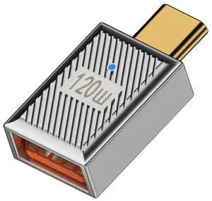 WRIARICH USB 3.1 Gen2 Type-C Male to USB-A Female OTG Adapter, 10Gbps Data Transfer & 120W Fast Charging Converter, Mecha Cyberpunk Aluminum Alloy Shell WRIARICH USB 3.1 Gen2 Type-C Male to USB-A Female OTG Adapter, 10Gbps Data Transfer & 120W Fast Charging Converter, Mecha Cyberpunk Aluminum Alloy Shell