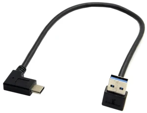 WRIARICH 30cm 90 Degree Up Angled USB 3.1 Cable, Reversible USB-C to USB-A Male Data Cord for Phone & Tablet WRIARICH 30cm 90 Degree Up Angled USB 3.1 Cable, Reversible USB-C to USB-A Male Data Cord for Phone & Tablet