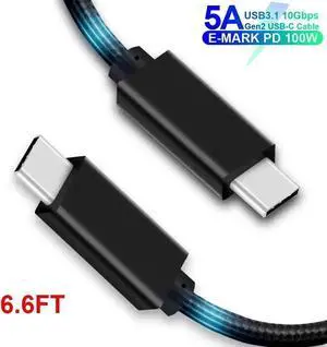 WRIARICH 6.6FT USB C to USB C Cable, 100W PD Fast Charging 10Gbps Data 4K Video Cord with E-Marker IC for Laptop, Phone, Switch WRIARICH 6.6FT USB C to USB C Cable, 100W PD Fast Charging 10Gbps Data 4K Video Cord with E-Marker IC for Laptop, Phone, Switch