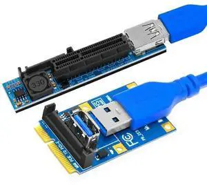 WRIARICH Mini PCIE to PCI-E X4 Riser Card Adapter with 60CM USB3.0 Extension Cable, Mini PCI Express to PCIe X4 Slot GPU Riser for Desktop Graphics Card Connection WRIARICH Mini PCIE to PCI-E X4 Riser Card Adapter with 60CM USB3.0 Extension Cable, Mini PCI Express to PCIe X4 Slot GPU Riser for Desktop Graphics Card Connection