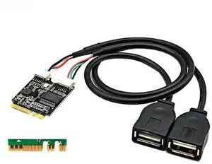 WRIARICH M.2 Key A/E to Dual USB 2.0 Riser Card with GL850 Hub Chip, 30cm Extension Cable, NGFF A+E WiFi Slot to 2-Port USB Adapter for Laptops & Desktops WRIARICH M.2 Key A/E to Dual USB 2.0 Riser Card with GL850 Hub Chip, 30cm Extension Cable, NGFF A+E WiFi Slot to 2-Port USB Adapter for Laptops & Desktops
