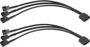 WRIARICH 10 Inch Molex to 3 Way 3Pin/4Pin PC Case Fan Splitter Cable, 4Pin LP4 Molex to Triple Fan Power Adapter (2 Pack) WRIARICH 10 Inch Molex to 3 Way 3Pin/4Pin PC Case Fan Splitter Cable, 4Pin LP4 Molex to Triple Fan Power Adapter (2 Pack)