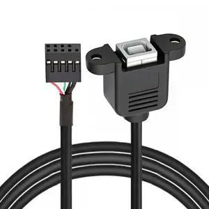 WRIARICH USB 2.0 Motherboard 9/10Pin Header to Type-B Female Panel Mount Cable with Lock Nuts for Industrial Equipment Chassis WRIARICH USB 2.0 Motherboard 9/10Pin Header to Type-B Female Panel Mount Cable with Lock Nuts for Industrial Equipment Chassis