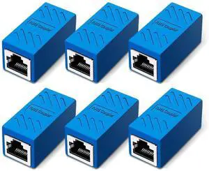 WRIARICH 6 Pack Blue RJ45 Female to Female Ethernet Couplers, Cat6 Inline Network Cable Extender Connector Compatible with Cat5/Cat5e/Cat6/Cat7 LAN Cables WRIARICH 6 Pack Blue RJ45 Female to Female Ethernet Couplers, Cat6 Inline Network Cable Extender Connector Compatible with Cat5/Cat5e/Cat6/Cat7 LAN Cables