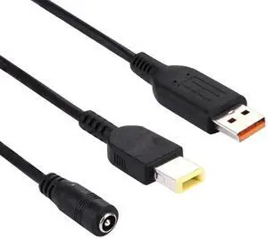 WRIARICH 30cm DC 5.5×2.1mm Female to Dual Tips Power Cable, Yoga 3 Male + 1st Gen Big Square Male Converter Cord for Laptops WRIARICH 30cm DC 5.5×2.1mm Female to Dual Tips Power Cable, Yoga 3 Male + 1st Gen Big Square Male Converter Cord for Laptops