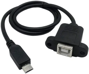 WRIARICH 50cm Micro USB 5Pin Male to USB 2.0 Type-B Female Cable, Panel Mount Data & Charging Cord with Screw Holes WRIARICH 50cm Micro USB 5Pin Male to USB 2.0 Type-B Female Cable, Panel Mount Data & Charging Cord with Screw Holes