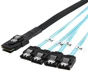 WRIARICH 100cm SFF-8087 Mini SAS to 4×SATA 7Pin Breakout Cable, 6Gbps for Server RAID Storage WRIARICH 100cm SFF-8087 Mini SAS to 4×SATA 7Pin Breakout Cable, 6Gbps for Server RAID Storage