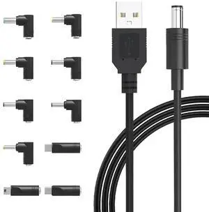 WRIARICH Universal USB to 5V DC Power Cable with 10 Interchangeable DC Plugs, 5.5×2.1mm Main Jack, Micro USB & Type-C Ports WRIARICH Universal USB to 5V DC Power Cable with 10 Interchangeable DC Plugs, 5.5×2.1mm Main Jack, Micro USB & Type-C Ports