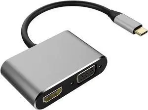 WRIARICH 2 in 1 USB3.1 Type-C to HDMI VGA Adapter, 4K UHD Dual Display Converter Compatible with Thunderbolt 3, Grey Multiport Video Adapter for MacBook Pro, Chromebook, HP Laptops WRIARICH 2 in 1 USB3.1 Type-C to HDMI VGA Adapter, 4K UHD Dual Display Converter Compatible with Thunderbolt 3, Grey Multiport Video Adapter for MacBook Pro, Chromebook, HP Laptops