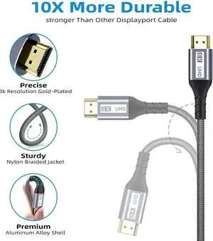 WRIARICH 2-Pack 3.3ft Ultra High Speed HDMI 2.1 Cables, 48Gbps Bandwidth Supports 8K@60Hz & eARC, Compatible with Monitor, Smart TV, PS5, Xbox & Apple TV WRIARICH 2-Pack 3.3ft Ultra High Speed HDMI 2.1 Cables, 48Gbps Bandwidth Supports 8K@60Hz & eARC, Compatible with Monitor, Smart TV, PS5, Xbox & Apple TV
