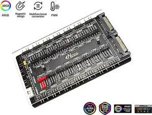 WRIARICH Black 2-in-1 16-Port PWM Fan & ARGB Splitter Hub, 4Pin PWM Fan Controller + 5V 3Pin Addressable RGB Hub, SATA 15Pin Powered, Sync Lighting & Fan Speed Regulation WRIARICH Black 2-in-1 16-Port PWM Fan & ARGB Splitter Hub, 4Pin PWM Fan Controller + 5V 3Pin Addressable RGB Hub, SATA 15Pin Powered, Sync Lighting & Fan Speed Regulation