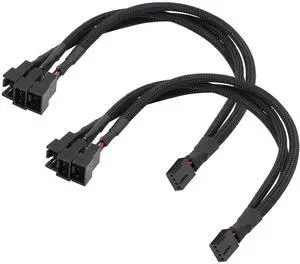 WRIARICH 2PCS Black Sleeved 1-to-3 4-Pin PWM Fan Splitter Cable, Compatible with 3Pin/4Pin PC Case Cooling Fans, ATX Motherboard Fan Power Extension Converter WRIARICH 2PCS Black Sleeved 1-to-3 4-Pin PWM Fan Splitter Cable, Compatible with 3Pin/4Pin PC Case Cooling Fans, ATX Motherboard Fan Power Extension Converter