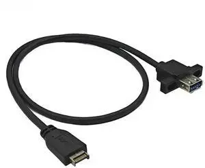 WRIARICH 50cm 20Pin Type-E to USB 3.2 Gen2 Cable, 10Gbps USB-A Female Front Panel Extension Cord with Screw Mount for Desktop WRIARICH 50cm 20Pin Type-E to USB 3.2 Gen2 Cable, 10Gbps USB-A Female Front Panel Extension Cord with Screw Mount for Desktop