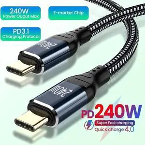 WRIARICH 3.3FT/1M USB-C to USB-C Cable | Max 240W PD Fast Charging Cord with Built-In E-Marker Chip for MacBook, iPad & USB-C Laptops & Smartphones WRIARICH 3.3FT/1M USB-C to USB-C Cable | Max 240W PD Fast Charging Cord with Built-In E-Marker Chip for MacBook, iPad & USB-C Laptops & Smartphones