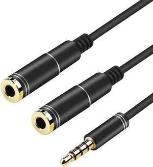 WRIARICH 3.5mm TRRS Headset Mic Splitter Cable, 4-Pole Male to Dual 3.5mm Female Audio & Microphone Aux Adapter, Universal for Android Smartphones, iPhone, Laptops, PC, Gaming Consoles WRIARICH 3.5mm TRRS Headset Mic Splitter Cable, 4-Pole Male to Dual 3.5mm Female Audio & Microphone Aux Adapter, Universal for Android Smartphones, iPhone, Laptops, PC, Gaming Consoles