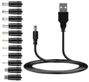 WRIARICH Universal USB to 5V DC Power Cable with 12 Interchangeable DC Plugs, 5.5×2.1mm Main DC Jack, Micro USB & Mini USB Connectors WRIARICH Universal USB to 5V DC Power Cable with 12 Interchangeable DC Plugs, 5.5×2.1mm Main DC Jack, Micro USB & Mini USB Connectors