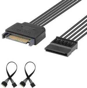 WRIARICH 2 Pack 10 Inch Black 15 Pin SATA Power Extension Cable, SATA Male to Female Power Cord WRIARICH 2 Pack 10 Inch Black 15 Pin SATA Power Extension Cable, SATA Male to Female Power Cord