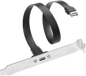 WRIARICH 1.64FT Flat USB3.2 Gen2x2 20Gbps Type-E A Key 20Pin Header to USB-C Female PCIe Full-Profile Bracket Extension Cable WRIARICH 1.64FT Flat USB3.2 Gen2x2 20Gbps Type-E A Key 20Pin Header to USB-C Female PCIe Full-Profile Bracket Extension Cable