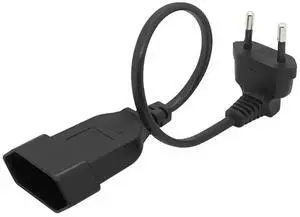 WRIARICH 0.3m EU 90 Degree Angled Power Extension Cord, 2-Pin Euro Male to Female Socket Cable for PC & PDU WRIARICH 0.3m EU 90 Degree Angled Power Extension Cord, 2-Pin Euro Male to Female Socket Cable for PC & PDU