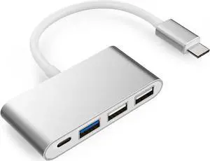 4-in-1 USB-C Multiport Hub Adapter with PD Charging, USB 3.0 & USB 2.0 Ports, Portable Type-C Splitter Compatible with MacBook Air, MacBook Pro 13/15, Chromebook Pixel, Dell XPS & All USB-C Laptops 4-in-1 USB-C Multiport Hub Adapter with PD Charging, USB 3.0 & USB 2.0 Ports, Portable Type-C Splitter Compatible with MacBook Air, MacBook Pro 13/15, Chromebook Pixel, Dell XPS & All USB-C Laptops