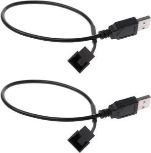 WRIARICH 2 Pack Sleeved USB to 3-Pin / 4-Pin PWM 5V Fan Power Adapter Cable, USB to Case Fan Connector Cord WRIARICH 2 Pack Sleeved USB to 3-Pin / 4-Pin PWM 5V Fan Power Adapter Cable, USB to Case Fan Connector Cord
