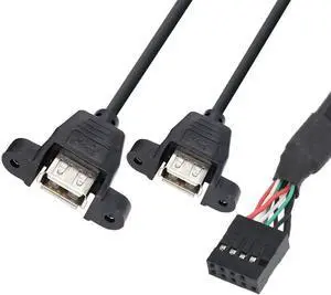 150cm Motherboard USB 2.0 9 Pin Header to Dual USB Type A Female Adapter Cable, Internal Front Panel USB Expansion Cord with Screw Mount Holes, 480Mbps High Speed for Desktop PC Chassis Modding 150cm Motherboard USB 2.0 9 Pin Header to Dual USB Type A Female Adapter Cable, Internal Front Panel USB Expansion Cord with Screw Mount Holes, 480Mbps High Speed for Desktop PC Chassis Modding