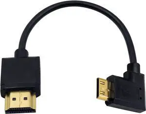 WRIARICH 15cm/6in Left 90° Angled Mini HDMI to Standard HDMI 2.0 Cable, Male to Male, Supports 4K 1080P 3D WRIARICH 15cm/6in Left 90° Angled Mini HDMI to Standard HDMI 2.0 Cable, Male to Male, Supports 4K 1080P 3D