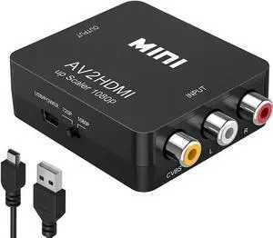 WRIARICH 1080P RCA CVBS AV to HDMI Converter with USB Power Cable, Analog Composite Audio Video Adapter Supports PAL/NTSC, Compatible N64 Wii PS2 Xbox VHS VCR Camera DVD WRIARICH 1080P RCA CVBS AV to HDMI Converter with USB Power Cable, Analog Composite Audio Video Adapter Supports PAL/NTSC, Compatible N64 Wii PS2 Xbox VHS VCR Camera DVD